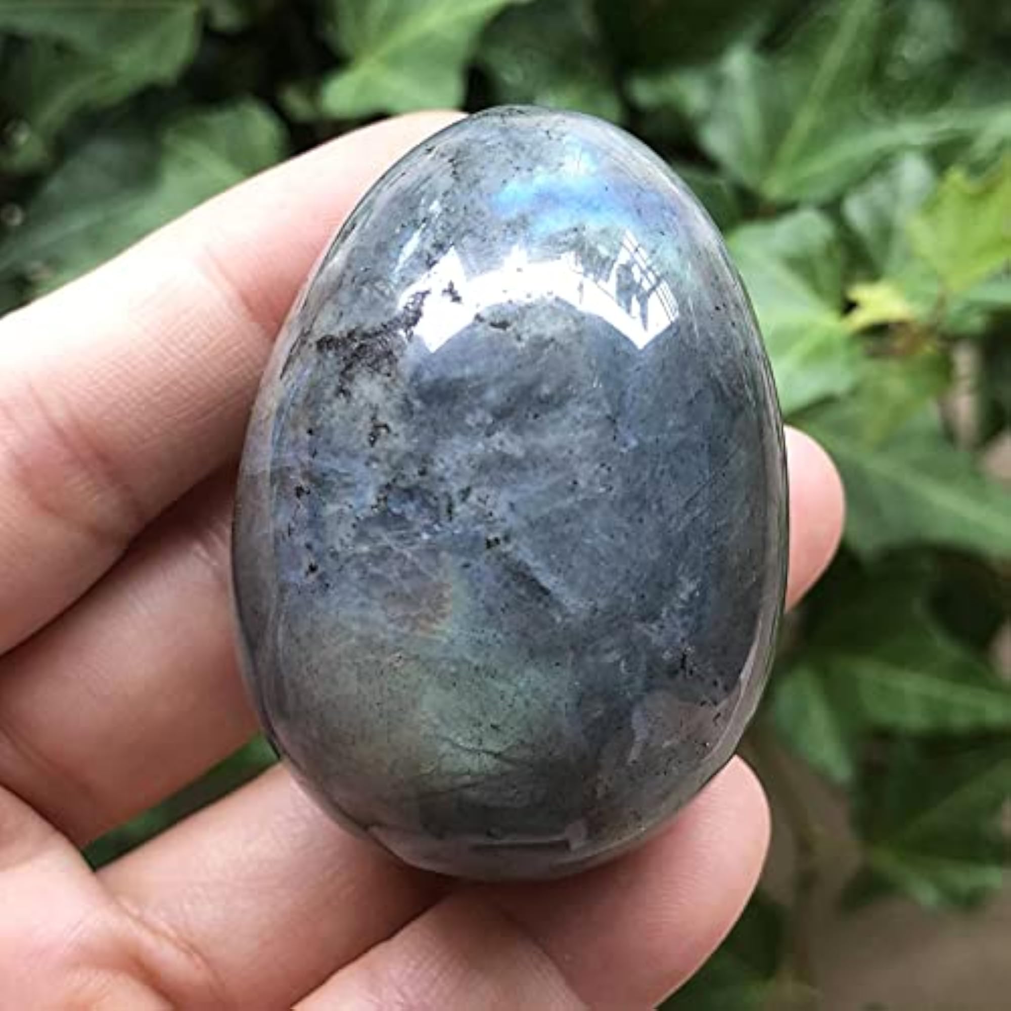 Polished Crystal Stone Egg Figurine with Stand