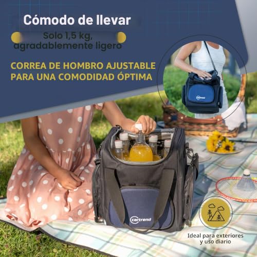 Bolsa térmica interior fácil cuidado de 12V para coche con correa ajustable 6