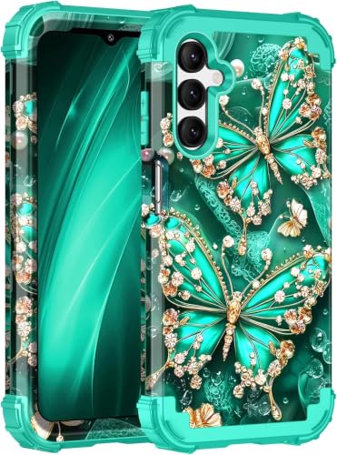 Miqala for Galaxy A15 5G Case,Glow in The Dark Three Layer Heavy Duty Shockproof Full Protection Hard Plastic Bumper+Soft Silicone Protective Case for Samsung Galaxy A15 5G 6.5 inch,Deep Green