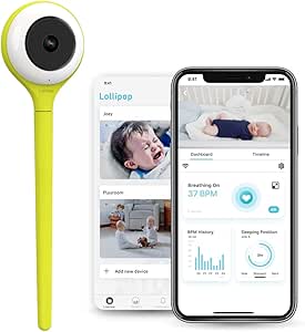 Lollipop Baby Monitor (Snack) - Wi-Fi Camera with True Cry Detection and Extra Subscription for Oxygen/Sleep Monitoring (No Accessories) (7-Day Free Trial) asin的图片