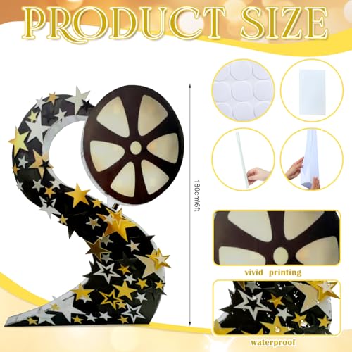 Image of DoubleFill 6 ft Movie Awards Night Party Decorations Film Reel Cardboard Cutout Stand up Premiere Party Decorations Red Carpet Photo Prop Backdrop for Movie Awards Night Theme Decor
