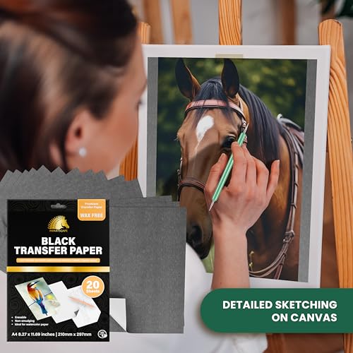 image for MyArtscape Graphite Transfer Paper, 20 Black Sheets - Wax Free - Erasa