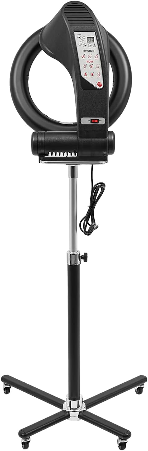 Professional Salon Lamp Hair Hood Dryer, Freestanding Hair Steamer Perming Drying Machine with Wheels, 360° Rotation Angle Adjustable Height Rolling Salon Accelerator for Barber Shops