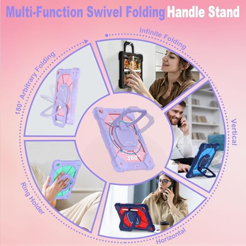 Image of WESOROL Case for iPad 9th Generation 10.2 Inch Tablet Case Military Grade Shockproof Cover for iPad 9th /8th /7th Gen Cases with Rotating Stand Screen Protector Pencil Holder,Purple Rose