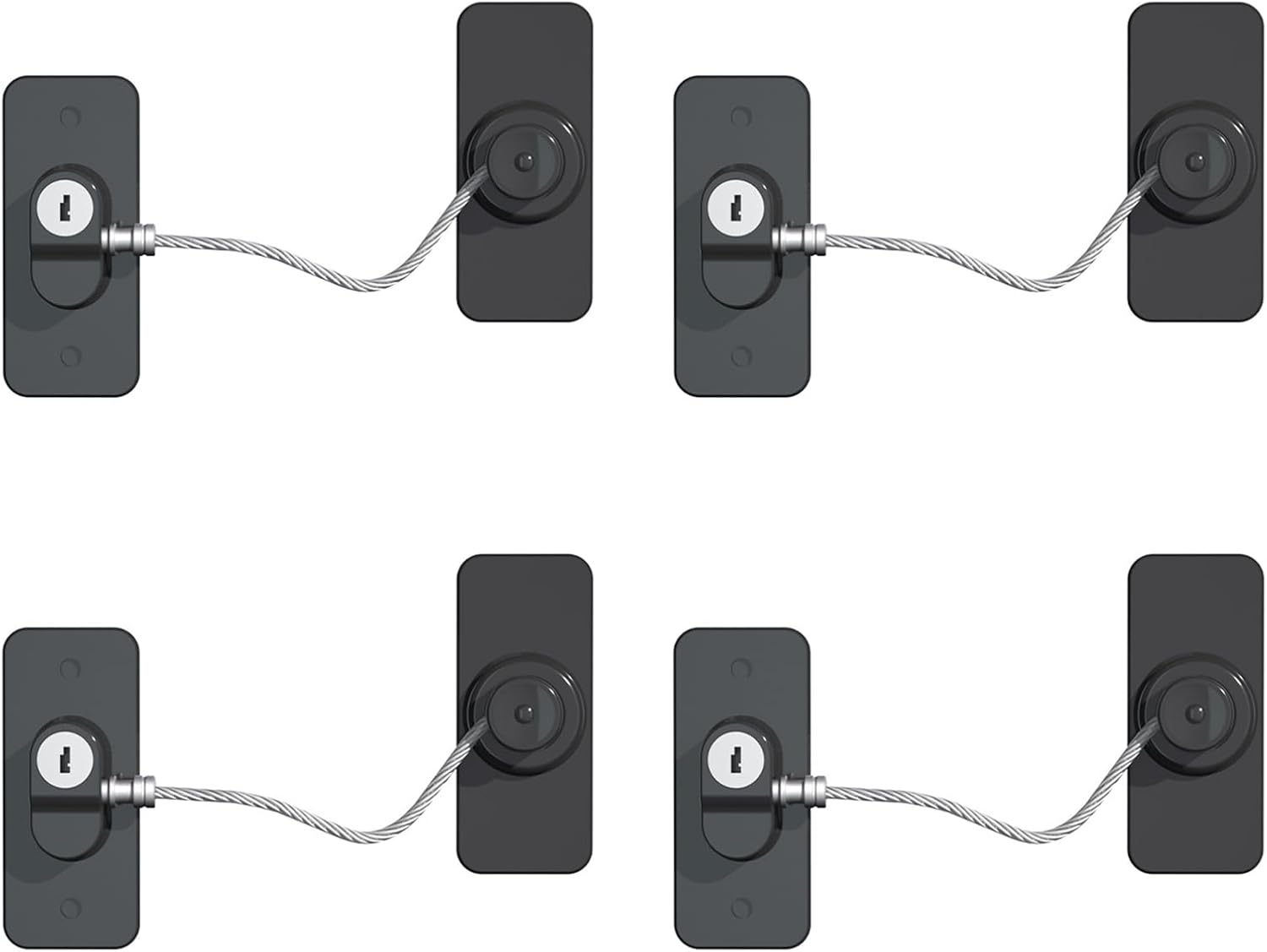 Fridge Lock (4 Pack),Refrigerator Lock with Keys,for Fridge, Cabinet Locks, Drawers, Dishwasher, Toilet and Child Safety Cabinet Locks, Traceless Adhesive No Drilling (Black)