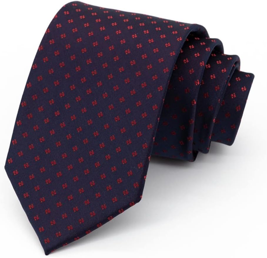 SHYPYG ビジネス プロフェッショナル ドレス ネクタイ メンズ ワイド バージョン ダーク ブルー レッド スモール チェック