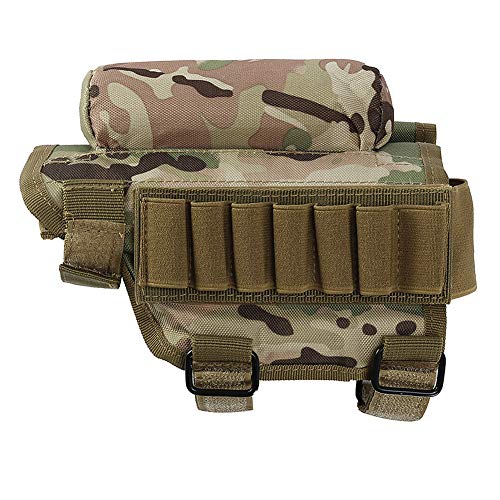 binboll Cartridge Holder Outdoor Multifunctional Tactical Bullet Bag Cheek Rest with Carrier Fits Most Shotguns (CP Camouflage)
