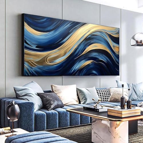 Art moderne géométrique bleu pour décoration murale salon