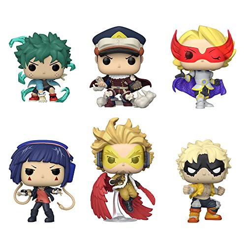 Funko Pop! My Hero Academia - Juego de 6 - Deku con guantes, FatGum (forma delgada), Hawks, Kyoka Jiro, Yuga Aoyama e Inasa Yoarashi