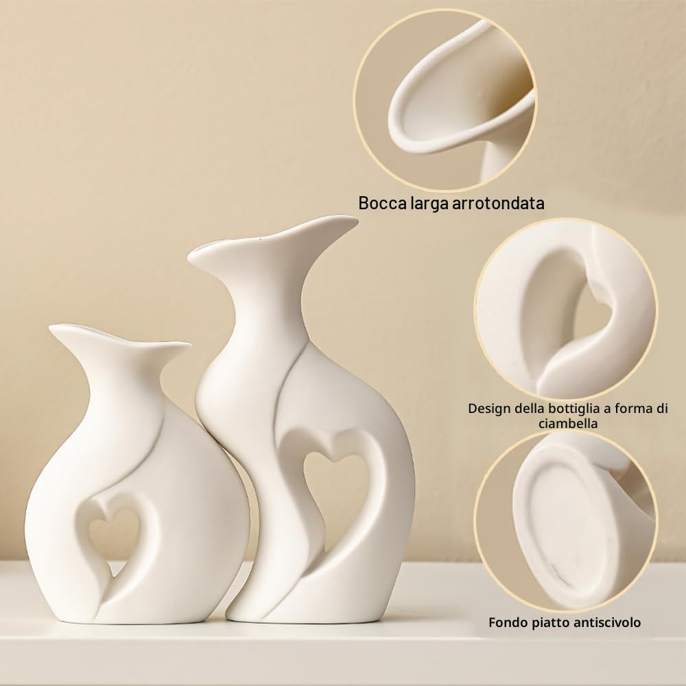 Set di 2 Vasi di Ceramica Decorativi in Stile Moderno per la Decorazione del Soggiorno, Camera da Letto e Ufficio - per Arredamento Casa, Regali e Tavolo Decorativo