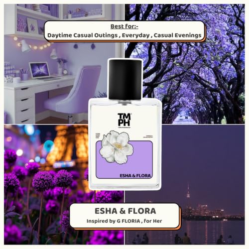 Image of TMPerfumehouse ESHA & FLORA EDP for Women | Fruity, Floral & Long Lasting Perfume Spray | Floral, Rose & Citrusy Fragrance | Luxury Gift for Her | TMPH | 50ml