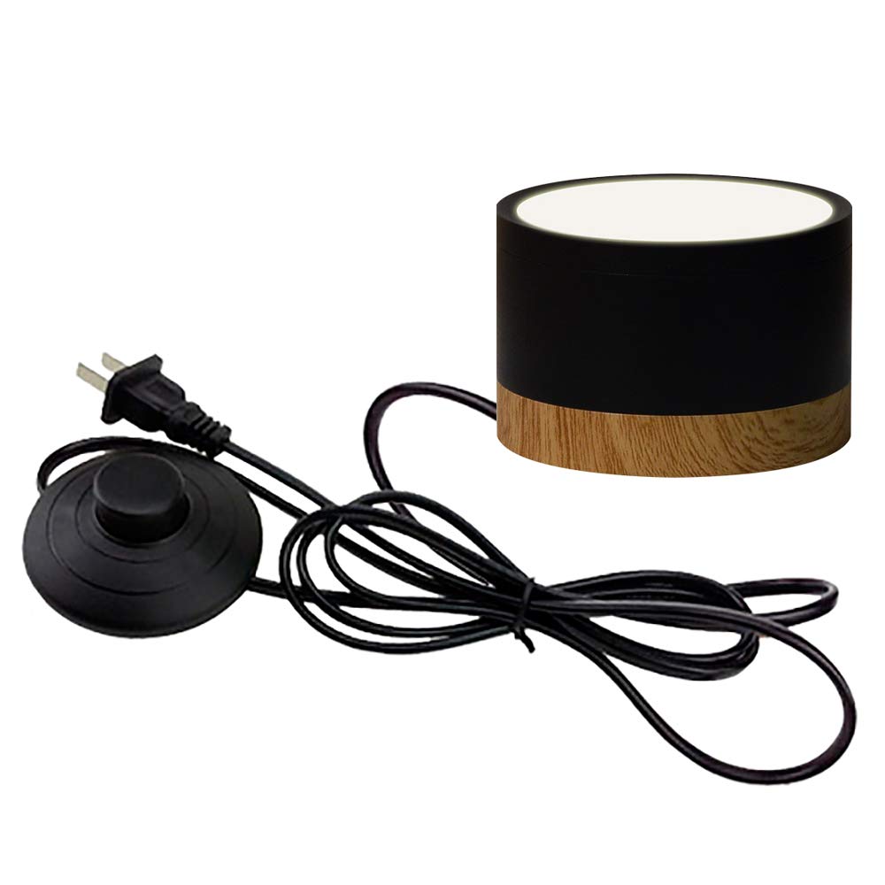 STGLIGHTING LED Accent Uplight with Black Foot Switch Portable Spot Light 7W LED Barrel Type Spotlight Decorative Light Backlight Leaning for Stage Background Warm White Wall Spotlight (Black)