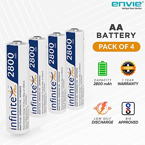 Image of ENVIE (ECR 20 MC+4xAA2800) Standard Rechargeable Battery Charger for AA & AAA Ni-mh /Ni-Cd with Batteries