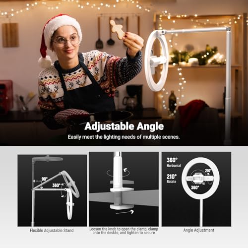 Image of NEEWER Entry Level Version 10 inch 7W LED Selfie Ring Light with Desk Clamp Stand Phone Holder for iPhone, Laptop Video Conference Streaming Recording Makeup Lighting, 3 Tones 3000mAh Rechargeable, N16