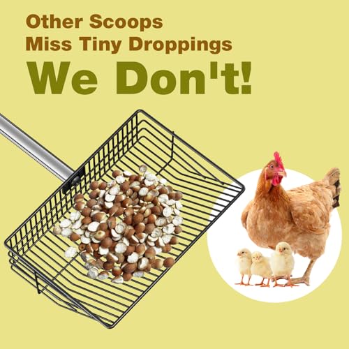 Image of Chicken Poop Scooper with inch Fine Mesh Sieve - Heavy Duty Chicken Coop Scoop for Sand, Extra Wide 10 inch Sifting Shovel Pooper Scooper and Coop Cleaning Must Haves