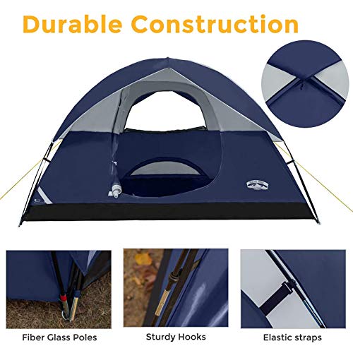 Pacific Pass Camping Tent 6 Person Family Dome Tent with Removable Rain