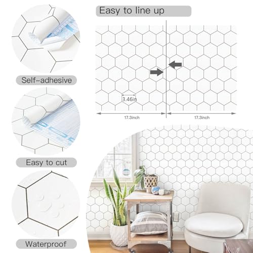 Papier peint autocollant blanc lavable et repositionnable pour meuble