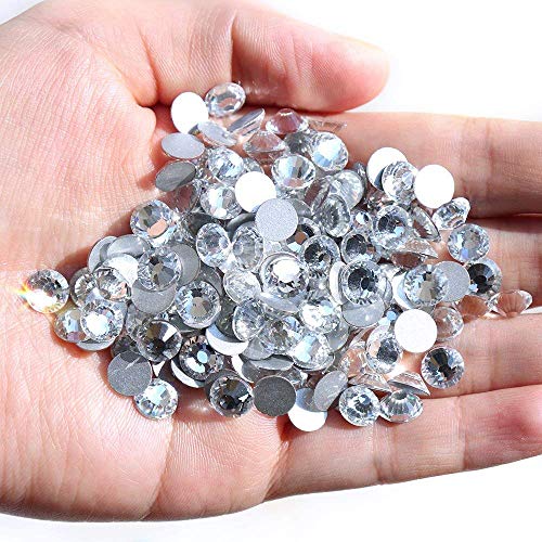 Onwon 144 Pieces Ss40 / 8Mm Clear Crystal Flat Back Brilliant Round Rhinestones Glass Stones Glitter Gems Transparent Faux Diamond (Clear) #TOP2