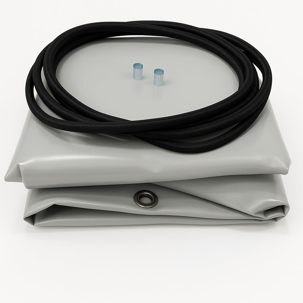 Bâche de Remorque NOR 2300-230 x 130 x 10 cm – PVC 640g/m² Housse Haute Résistance avec Oeillets et Sandow–Fabriqué en France. (Gris 7038)