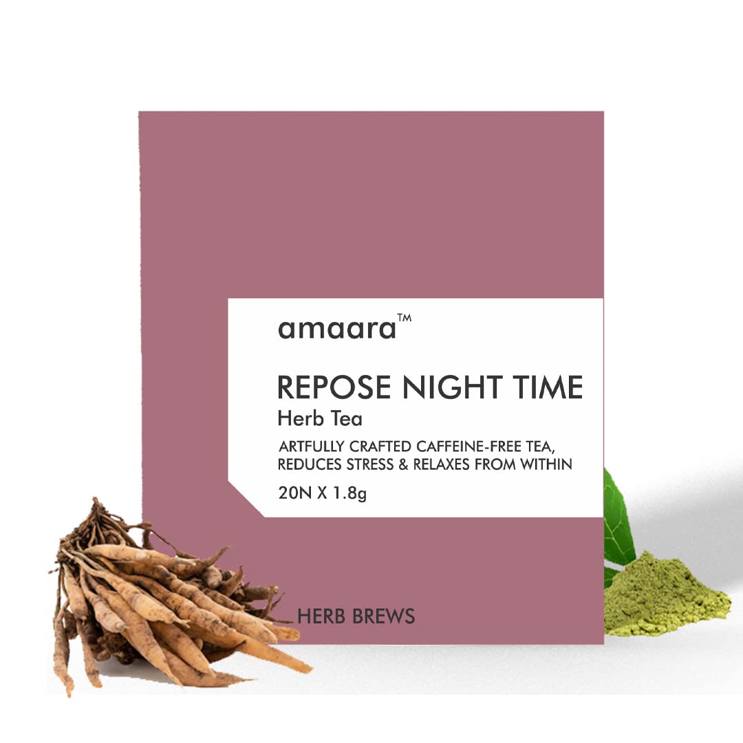 Amaara Herbs Repose Night Time Herbal Tea, A Relaxing Blend for