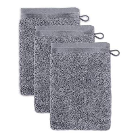 möve Superwuschel Waschhandschuh 15 x 20 cm aus 100% Baumwolle, stone 3er Set Cover