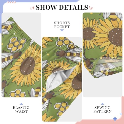 ZZXXB Sunflower Bee Boys Long Pants Soft Trousers Elastic Waist Kids Lounge Bottoms with Pockets S-XL4