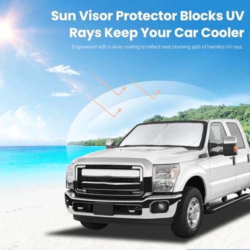 Sunshade for Ford F250 Windshield Sun Shade for Ford Super Duty F350 F450 F550 2008-2015 2016 F-450 F-550 2Door 4Door Pickup Truck Accessories Front Window Shield Windshield Cover Reflector Sun Visor