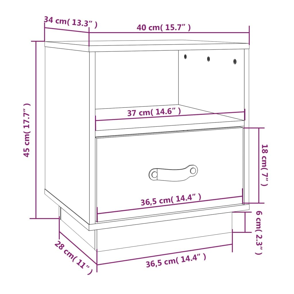 Comodino Nero in Legno Massello di Pino 45x45x40 cm con Cassetto e Vano a Giorno, Mobiletto Salvaspazio per Camera da Letto Soggiorno Ufficio, Tavolino Contenitore Organizzatore