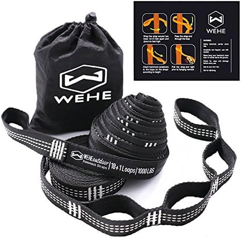 Hammock Straps Extra Strong & Lightweight,36 Loops, 2000LBS Breaking Strength,100% No Stretch Polyester,Tree Friendly,Quick&Easy Setup Best Suspension System
