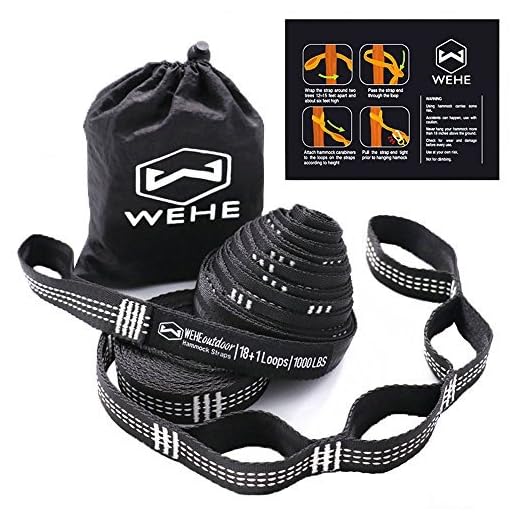 WEHE Hammock Straps Extra Strong & Lightweight,36 Loops, 2000LBS Breaking Strength,100% No Stretch Polyester,Tree Friendly,Quick&Easy Setup Best Suspension System