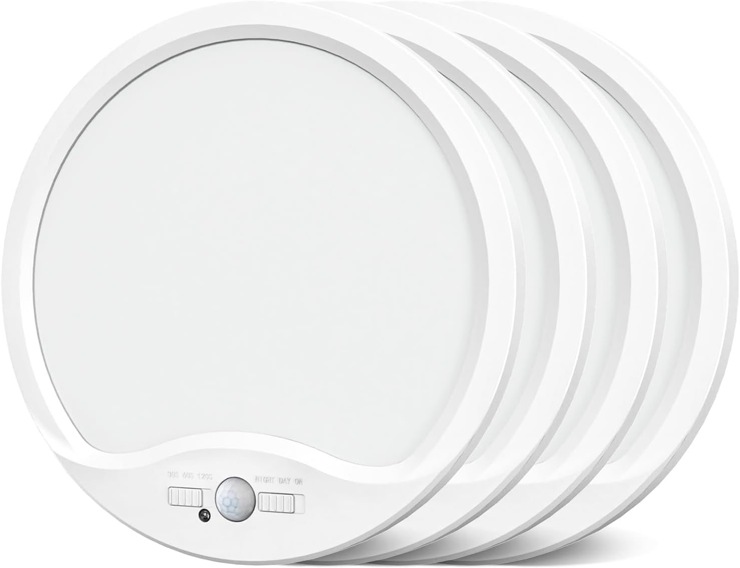 zemty 4Pack 9inch Movement Sensor Ceiling Lights Wired,18W 1800lm 3CCT/3 Mode/30-120s Timer, Shiny White LED Flush Mount Gentle Fixture Movement Activated for Closet Pantry Hallways Stairwells Storage