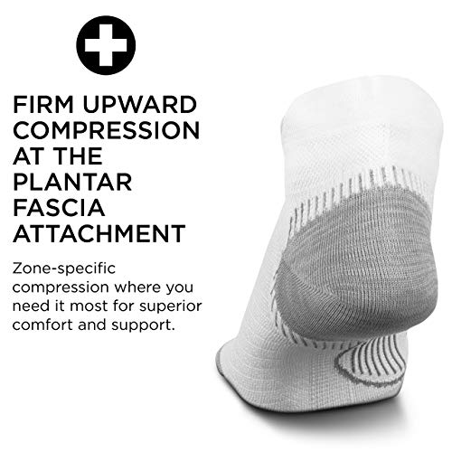 Feetures Plantar Fasciitis Relief Sock Ultra Light No Show Tab- Compression Sock For Men & Women- Medium, White #TOP2