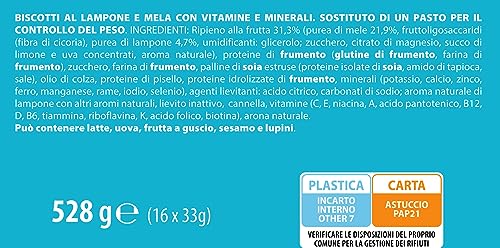 Pesoforma Biscotti Lampone e Mela, Pasto sostitutivo proteico, Per rimettersi in forma con gusto, Solo 219 calorie, Nuovo formato, 16 biscotti, 8 pasti sostitutivi - 5