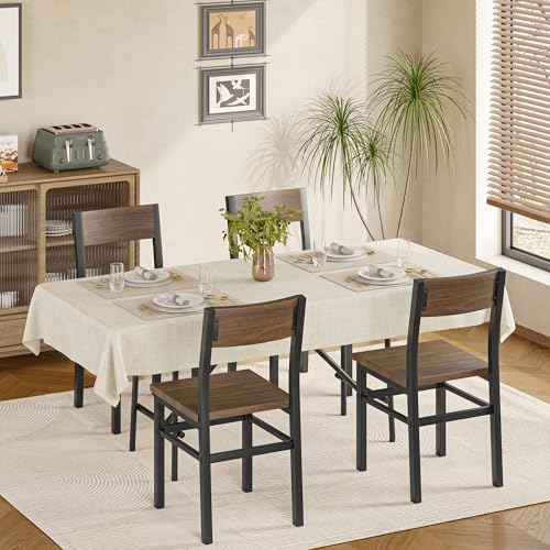 MECHYIN Nut-Brown Dining Chairs Set of 4