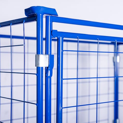 HHL Euro-Gitterbox mit klappe | Gitteraufsatzrahmen H1200 x B1200 x L800mm für aufbewahrung| Faltbarer Gitterrahmen für Euro-palette | Gitterbehälter aus Stahl | Gitterboxen für Holz, Lager | Blau
