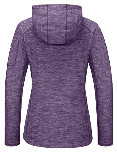 Dasawamedh Women's Running Sport Track Hooded Jacket Full Zip Workout Athletic Fitness Jackets For Training With Thumb Holes Purple Heather M #TOP1