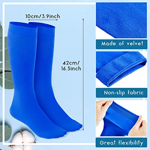 4 Pairs Figure Skating Socks High Tights Skate Socks Ice Skating Socks Nylon Skating Socks For Ice Skates Dance (Black, White, Nude, Royalblue) #TOP1