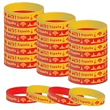 CupaPlay Spain Spanish Rubber Bracelets 24PCS Hispanic Heritage Month Suitable for Spain Flag Themed Happy Spain's Day Party Favors Supplies Decorations Birthday Silicone Wristbands