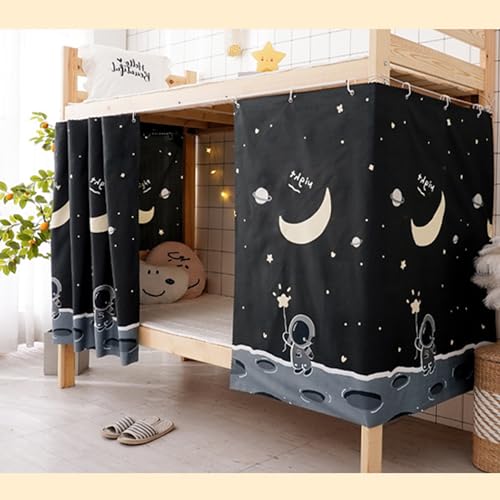 Dorm Single Twin Bunk Bed Tents Drapes Dustproof Blackout Underbed Cloth Bed Privacy Curtains 2 Panels(Astronaut-2panels, 45.3 x 78.7 in)