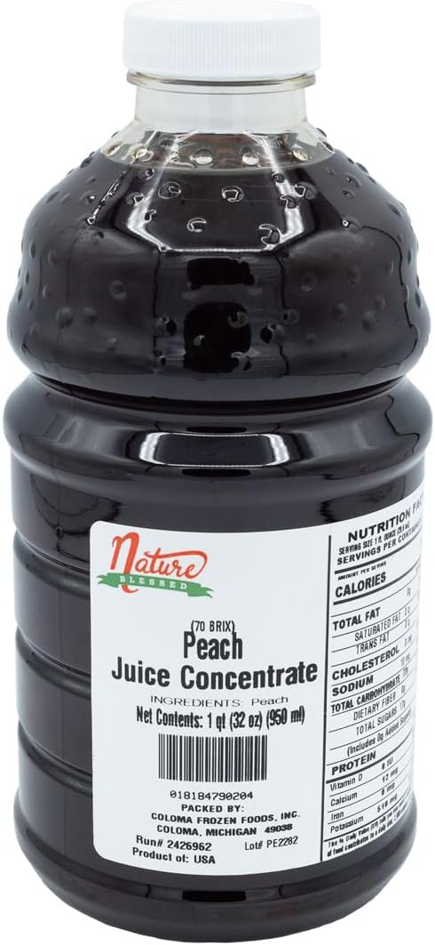 Nature Blessed 100% Pure Peach Fruit Juice Concentrate - 1 Quart (1/32 fl oz bottle), Excellent for Wine Making, Brewing, Distilling, Cider at Home