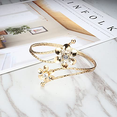 Jstyle 6Pcs Coil Upper Arm Cuff Open Arm Band Bracelet For Women Greek Goddess Filigree Swirl Boho Armlet Bangle Costume Jewelry Adjustable Gold Tone #TOP5