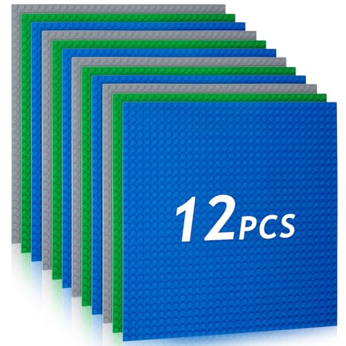HOTUT Placas Base Clásicas, Paquete de 12 Bases Cuadradas de Construcción de 32x32 Tacos, Placas Base de Tablero de Construcción Grandes de 25,4cm×25,4cm, 100% Compatible con Todas las Principales