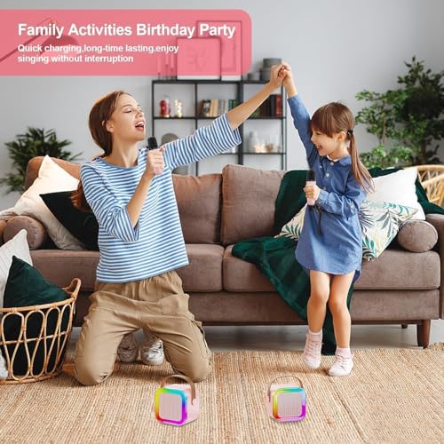 Image of Portable Bluetooth Karaoke Mic with Speaker & LED Lights, 2000mAh Rechargeable Battery, Wireless Singing Machine, 10m Range, Perfect Birthday Gift for Boys, Girls & Adults (MultiColor)