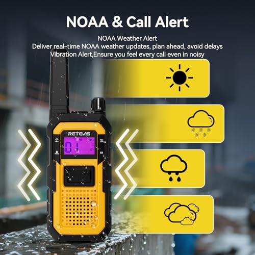 Image of Retevis RB48 Construction Walkie Talkies Long Range,MIL-STD-810H Durablity | IP67 Waterproof&Dustproof,Vibration Alert&Big PTT,18-Hr Runtime,Battery Saver Mode,Keypad Lock,Jobsite Two Way Radios 10 Pack