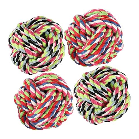 YARCHONN Dog Rope Balls Kit 4pk fun Interactive Cotton Balls for Small Medium Dogs Relieve Boredom, Chewing, Teething and Indoor Outdoor Training Cover