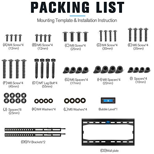 Mounting Dream TV Mount Fixed for 32-55 Inch LED, LCD and Plasma TV, TV Wall Mount Bracket up to VESA 400x400mm and 100 LBS Loading Capacity, Low Profile and Space Saving MD2361-K
