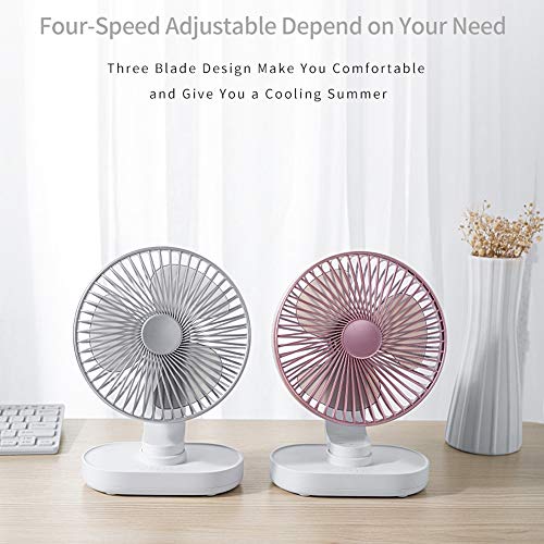 Ajcoflt Ventilador de mesa sem fio USB Ventilador de mesa Rotação de 90 graus Ventilador de escritór