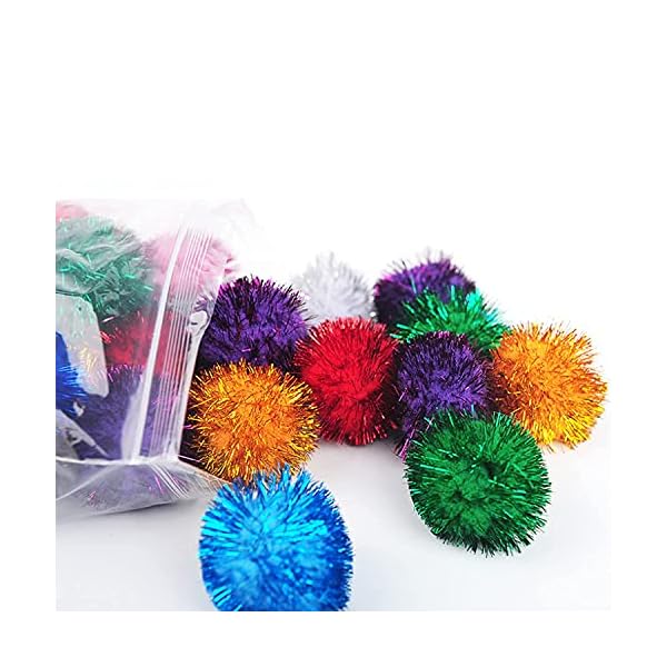 20 pcs assorted color flash ball cat's favorite toy ball tinsel pom poms flash. - image 6