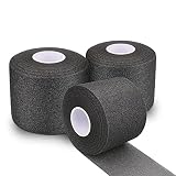 Cosywell Pre Wrap for Athletic Tape 3 Pieces Black Foam Underwrap for Sports Comfortable for Ankles Wrists Hands and Knees(2.4 Inches x 22 Yards)