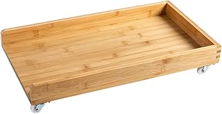 Wózek z podstawą CPU Tower Wspornik procesora Koszyk PC Bambusowy Uchwyt CPU Wieża, stojak CPU Mobilna wieża pulpitu, z przegrodą, z 4 kołami Caster (Ture Color) Uchwyt procesora